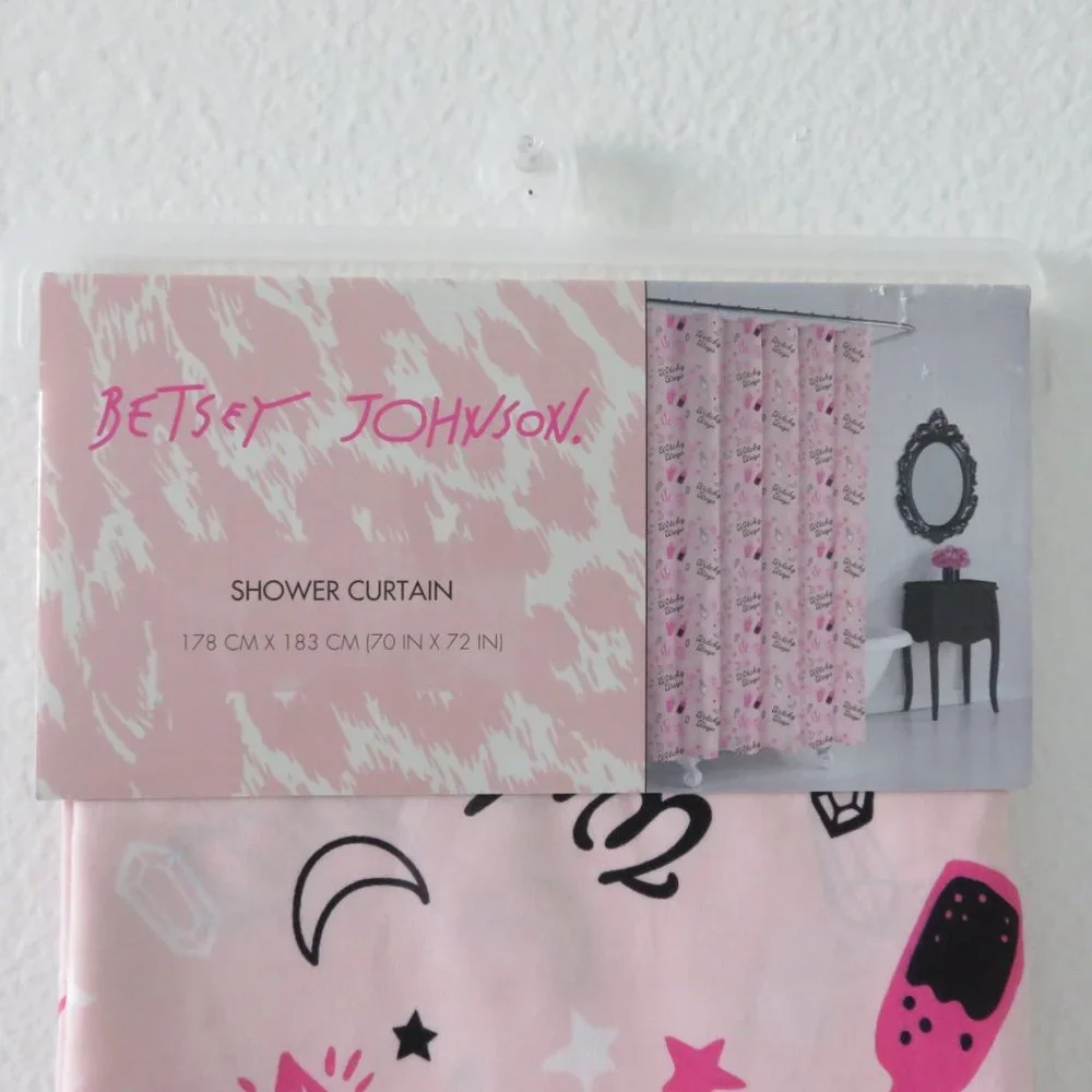 (#H) Betsey Johnson Witchy Ways Pink Shower Curtain